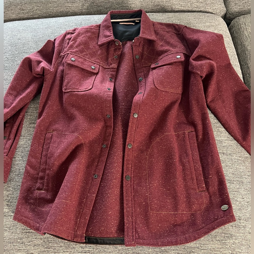 Men's Maroon Quilted Detail Shacket Jacket - Picture 8 of 10